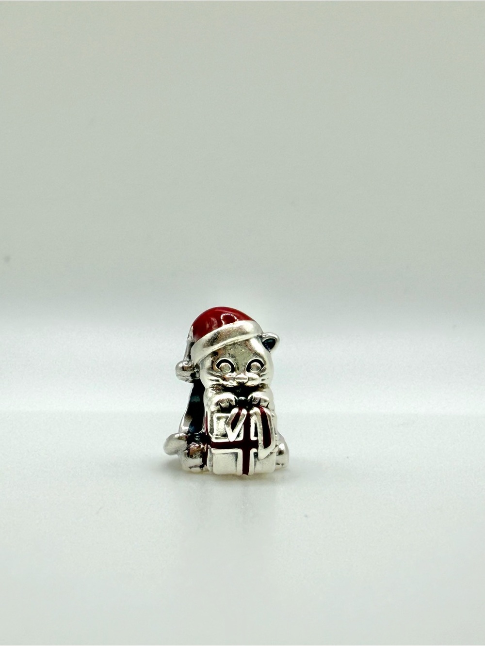Retired Pandora Christmas Kitten Cat Charm Red Enamel S925 ALE C008